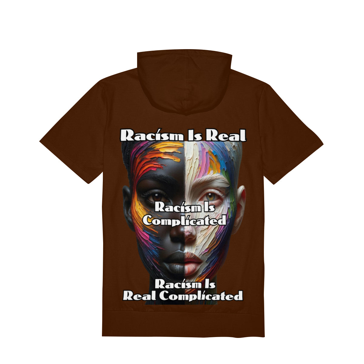 Men’s Cotton Hooded T-Shirt "Racism is Real"