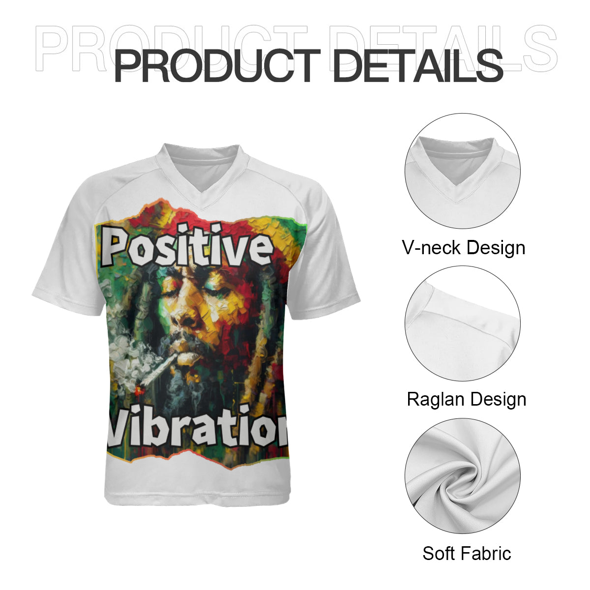 Men's V-Neck Polyester T-Shirt "Positive Vibration"