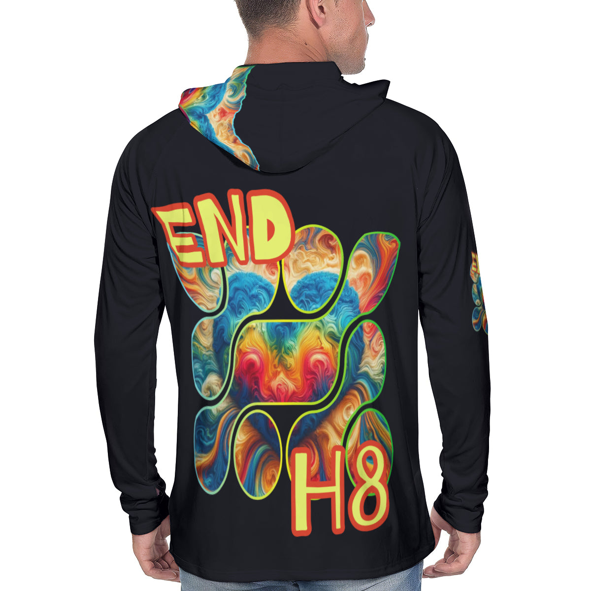 Men's Sun Protection Long Sleeve Hoodie | "Divided=Zero; End H8"