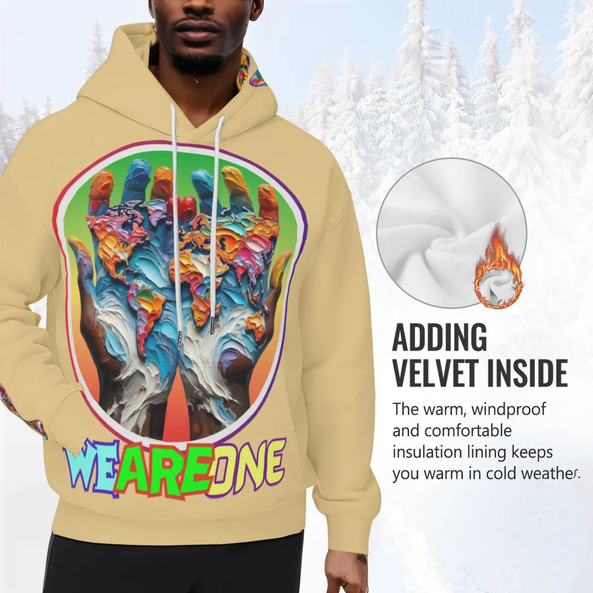 Men’s Plush Fleece Lined Hoodie "We Are One"