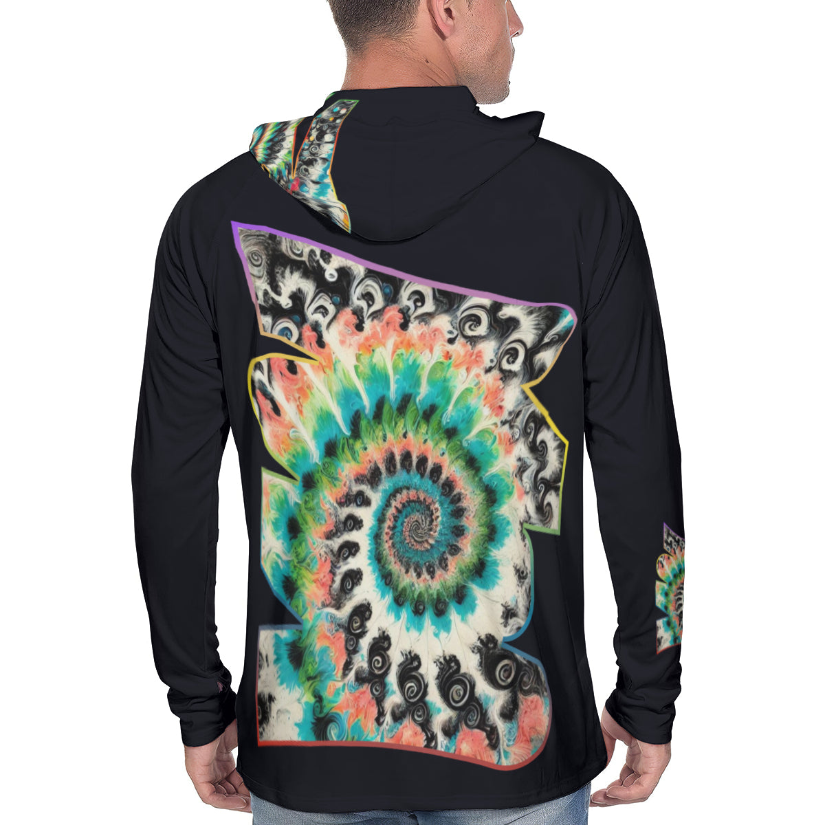 Men's Sun Protection Long Sleeve Hoodie "Abstract Tie-Dye"