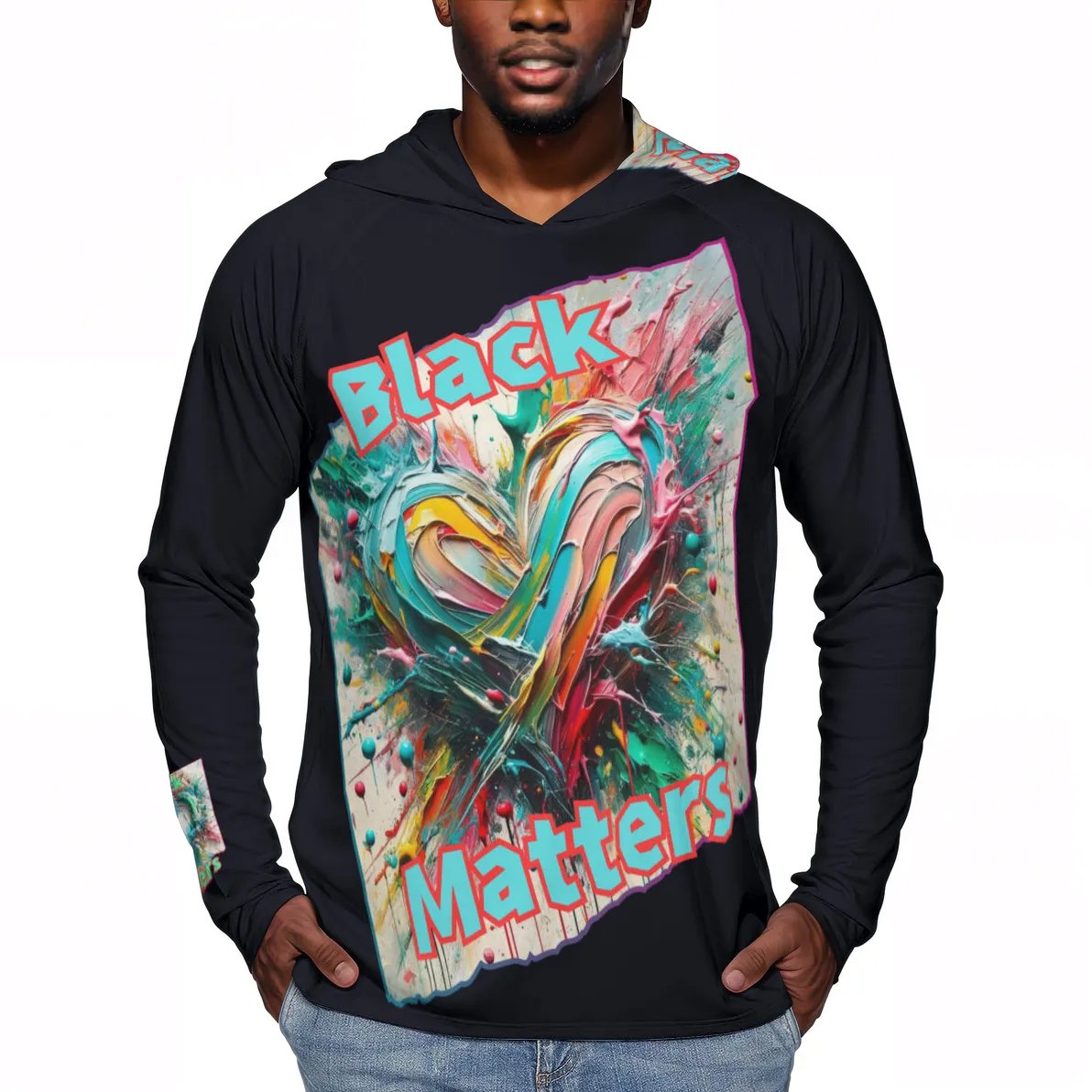 Men's Sun Protection Long Sleeve Hoodie | "Black Love Matters"