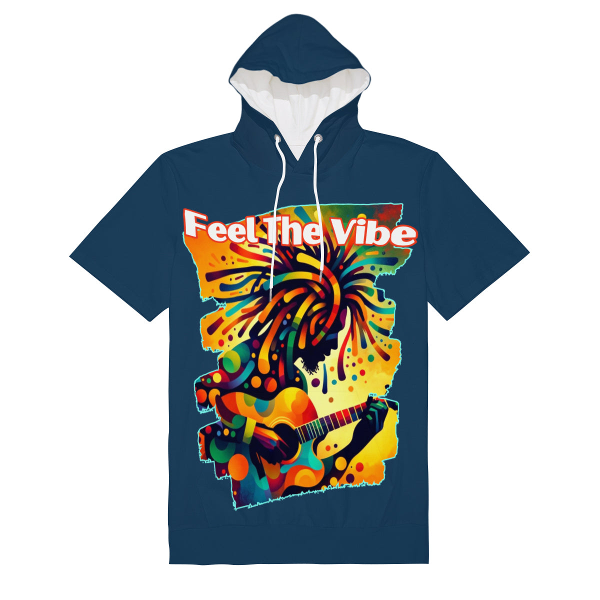 Men’s Cotton Hooded T-Shirt "Feel the Vibe, Caribbean Vibes"