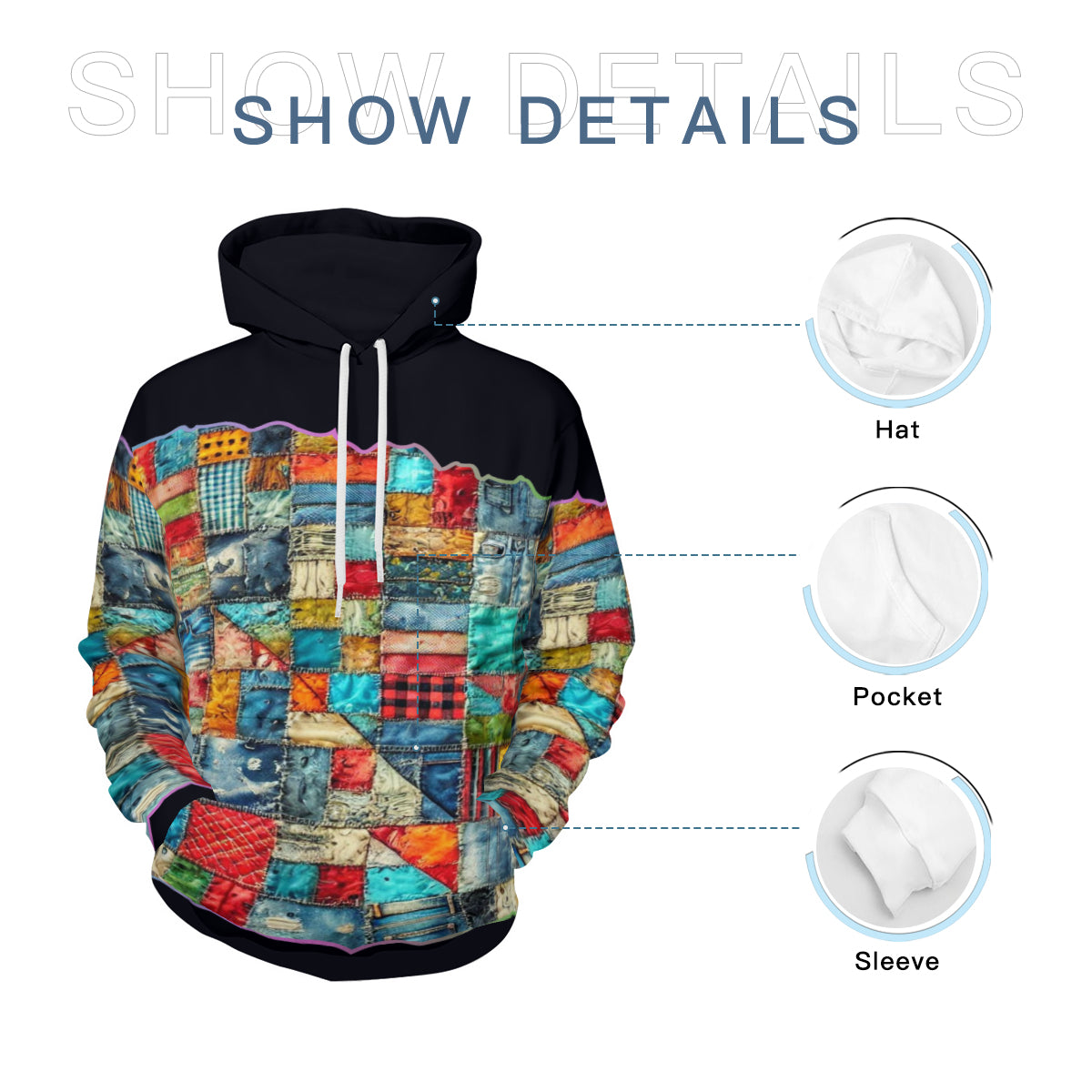 Men’s Adult Hoodie Set with Double-Layer Hood "Patchwork Print"