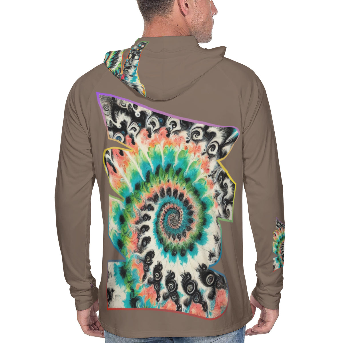 Men's Sun Protection Long Sleeve Hoodie "Abstract Tie-Dye"