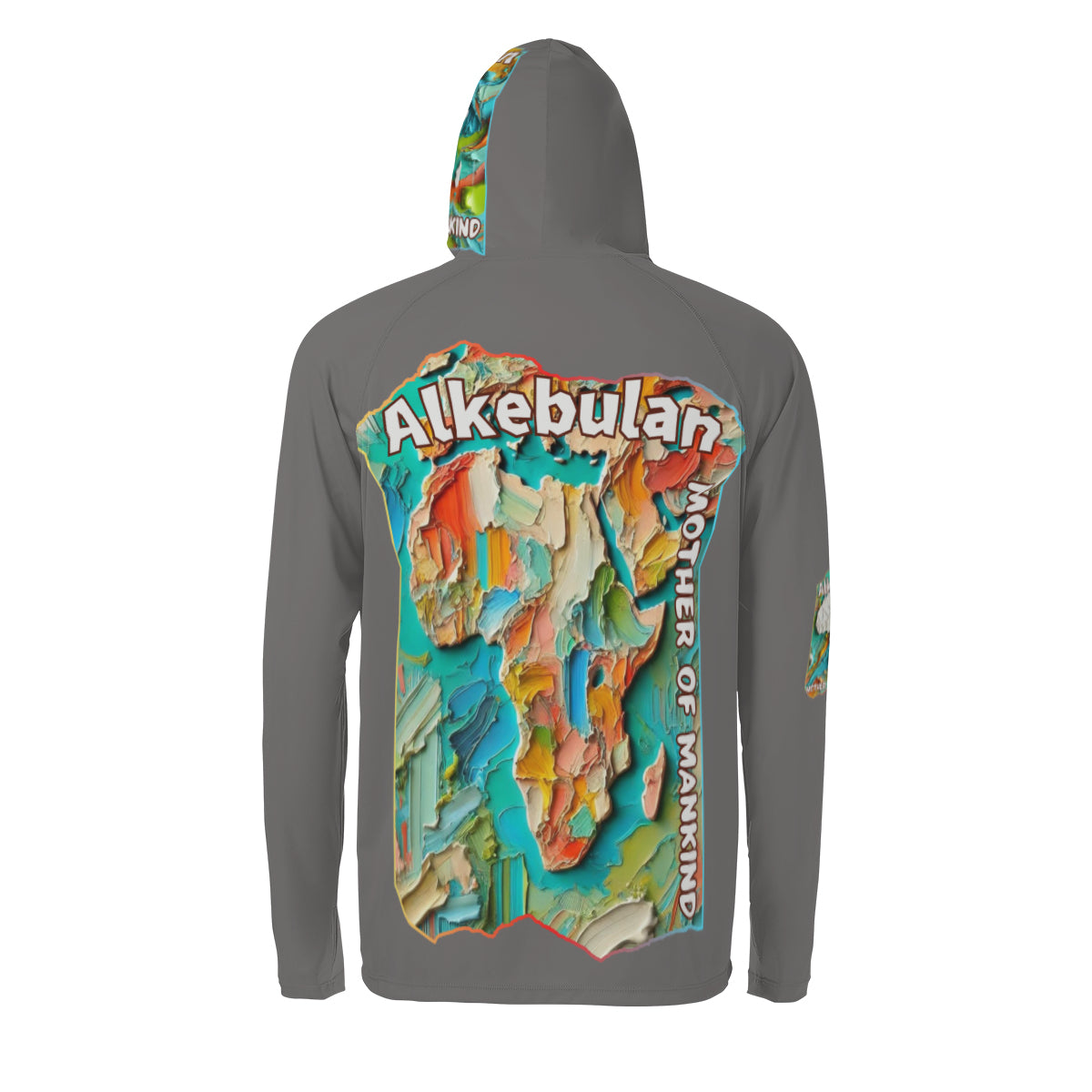 Men's Sun Protection Long Sleeve Hoodie "Alkebulan, The Mother of Mankind"