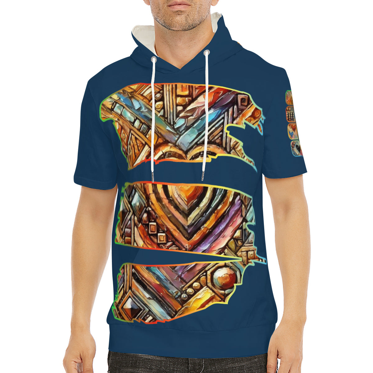 Men’s Cotton Hooded T-Shirt "African Abstract Print"