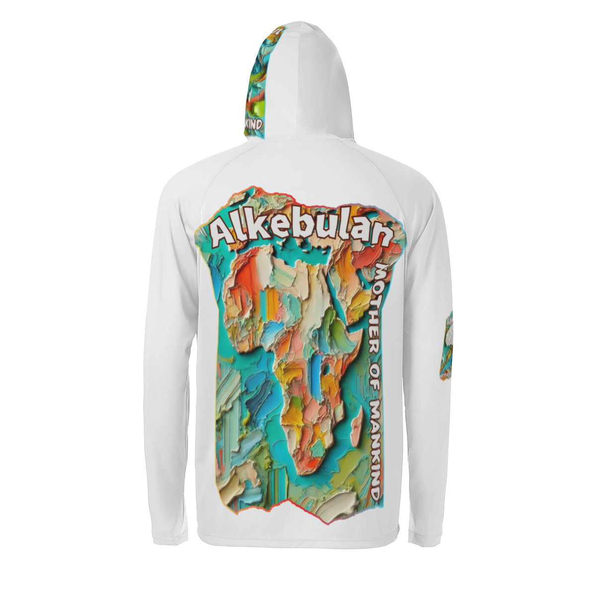 Men's Sun Protection Long Sleeve Hoodie "Alkebulan, The Mother of Mankind"