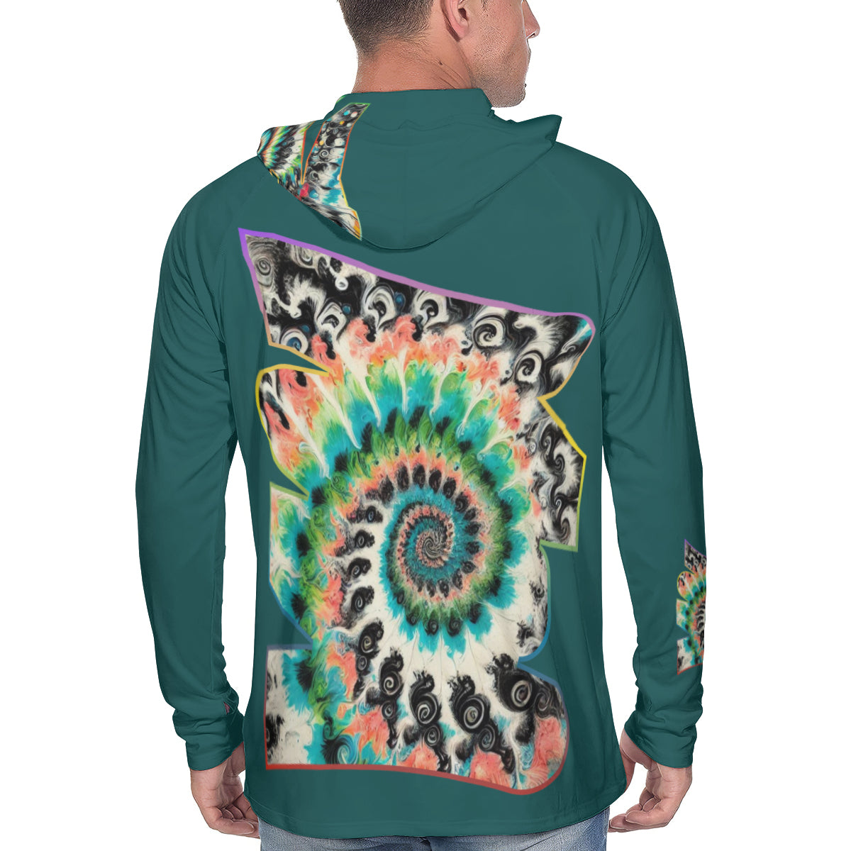 Men's Sun Protection Long Sleeve Hoodie "Abstract Tie-Dye"