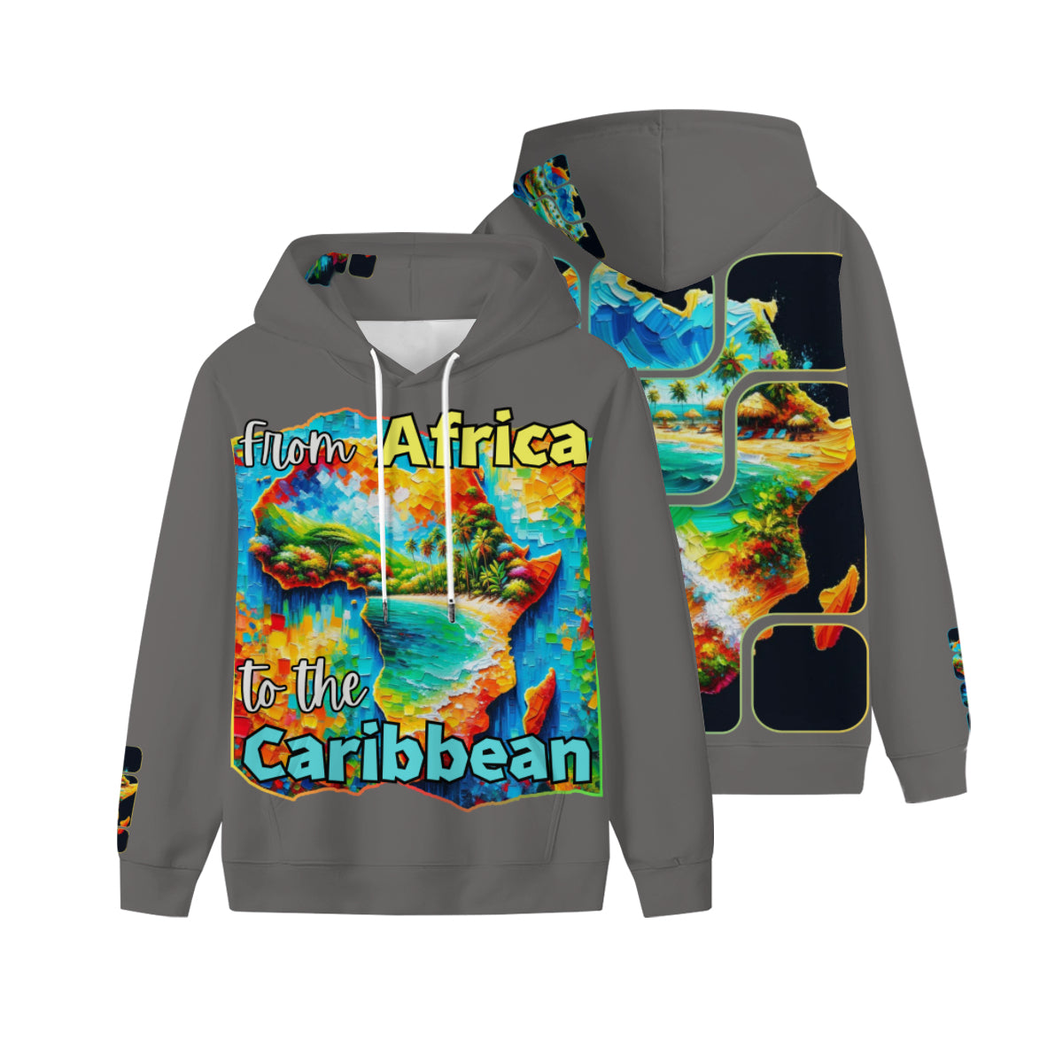 Men’s Plush Fleece Lined Hoodie "From Africa to the Caribbean"