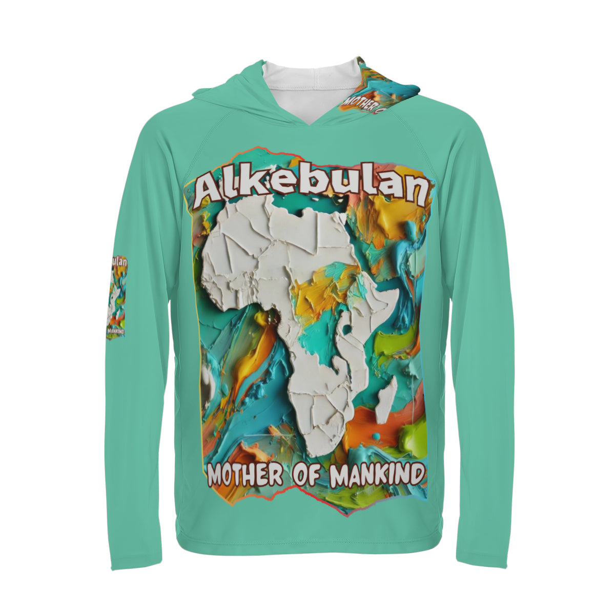 Men's Sun Protection Long Sleeve Hoodie "Alkebulan, The Mother of Mankind"