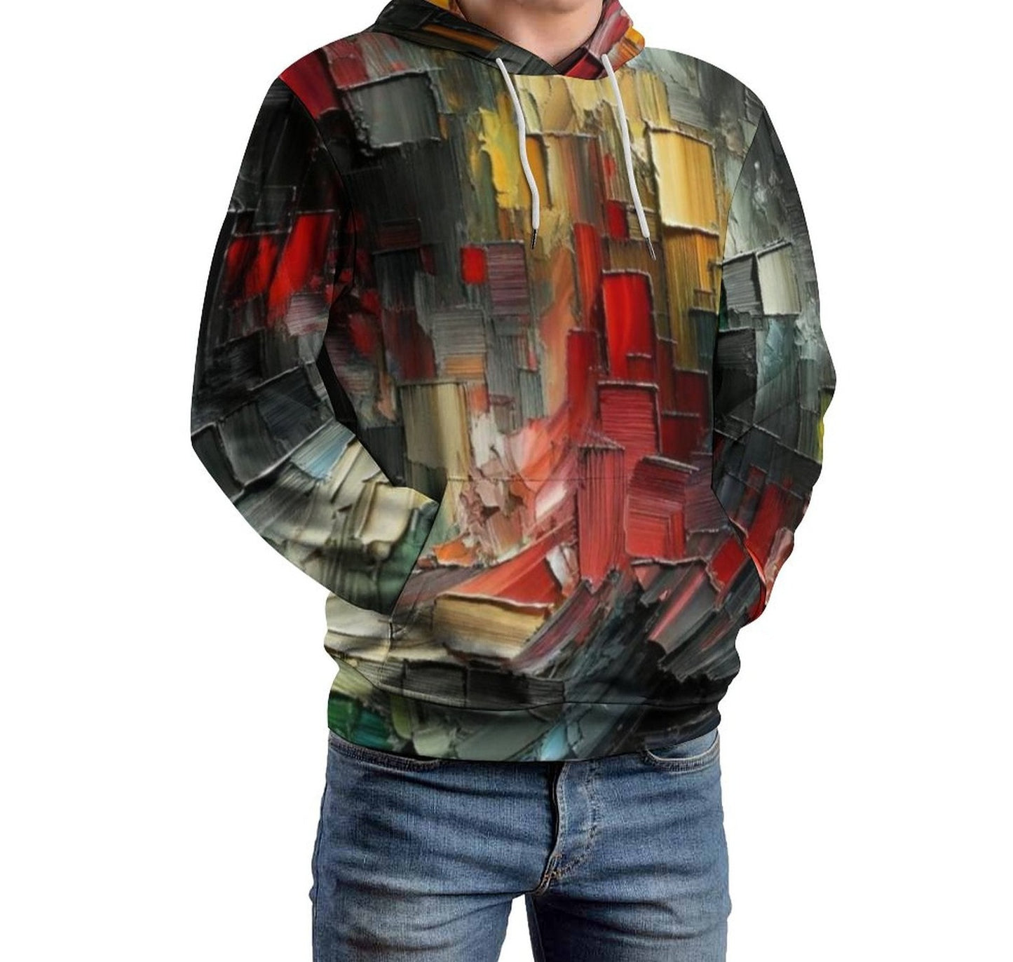 Unisex Soft Polyester Custom Hoodie (Abstract Multi-Color Print)