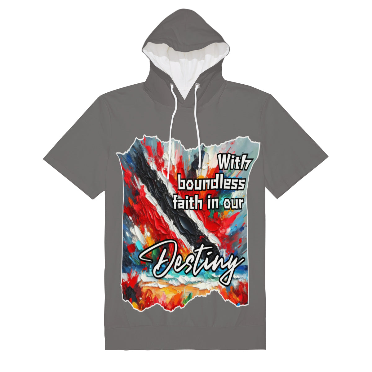 Men’s Cotton Hooded T-Shirt "Boundless Faith in our Destiny" Trinidad Pride