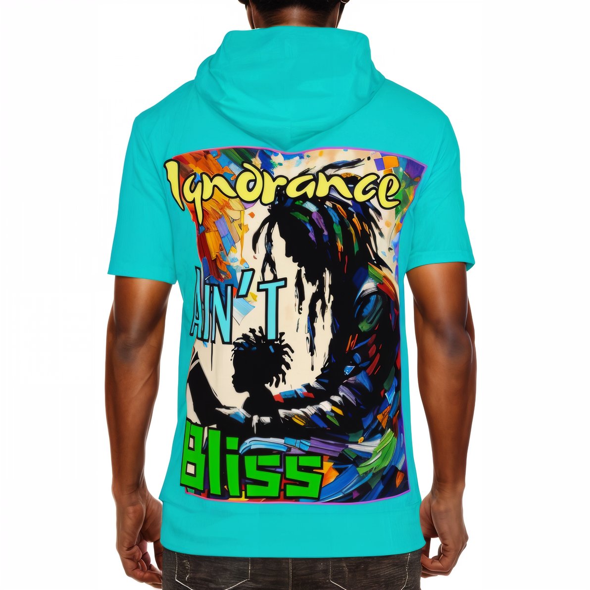 Men’s Cotton Hooded T-Shirt "Ignorance Ain't Bliss"