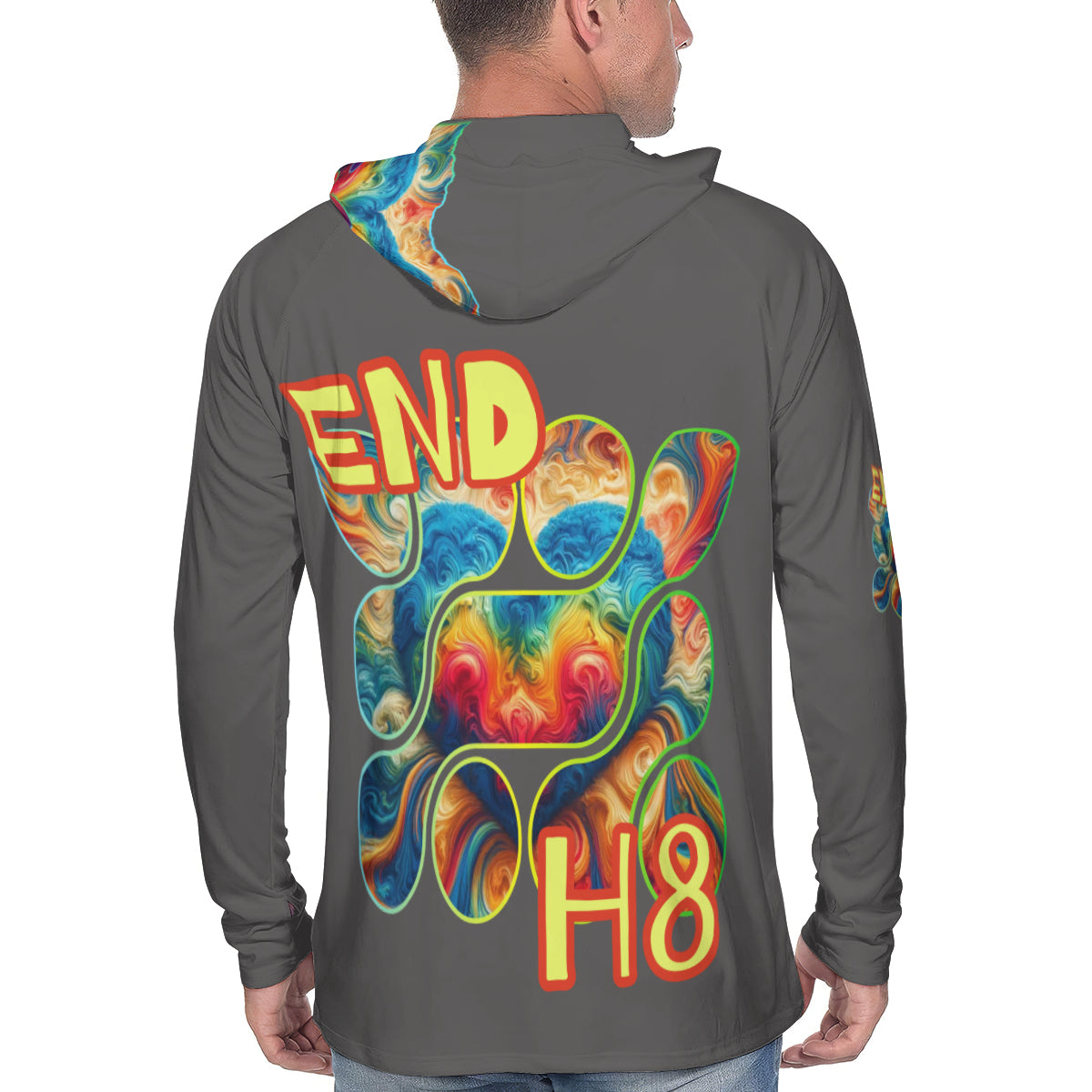 Men's Sun Protection Long Sleeve Hoodie | "Divided=Zero; End H8"