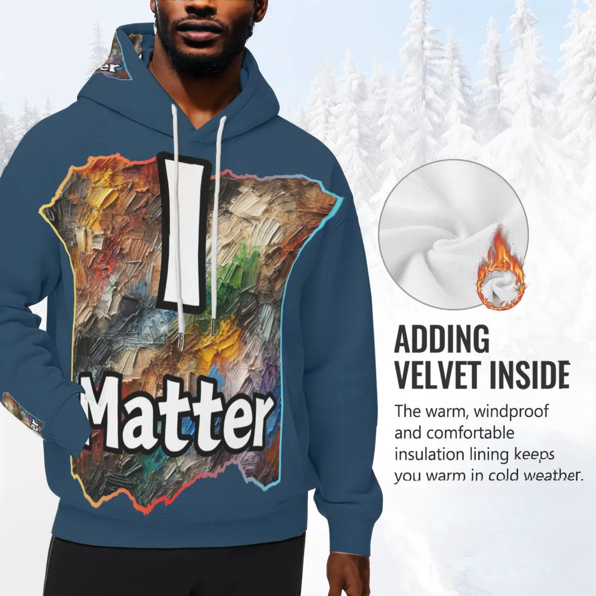 Men’s Plush Fleece Lined Hoodie "I Matter, You Matter"