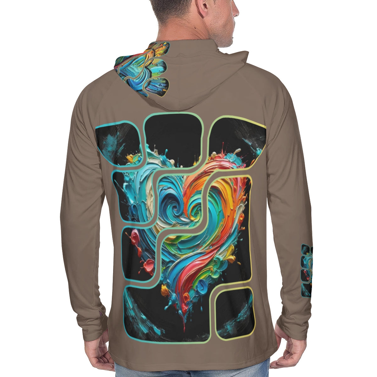 Men's Sun Protection Long Sleeve Hoodie | "Love Print"