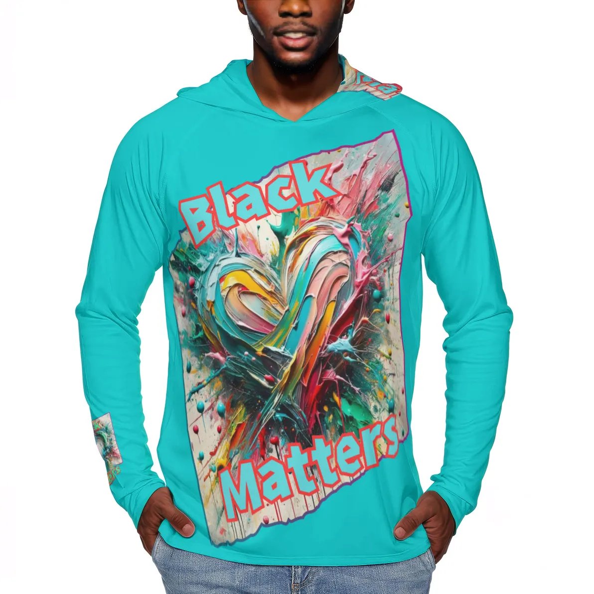 Men's Sun Protection Long Sleeve Hoodie | "Black Love Matters"