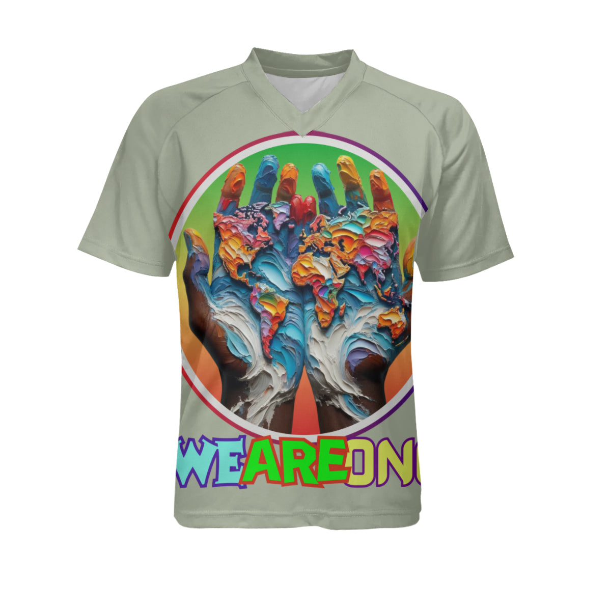 Men's V-Neck Polyester T-Shirt "We Are One"