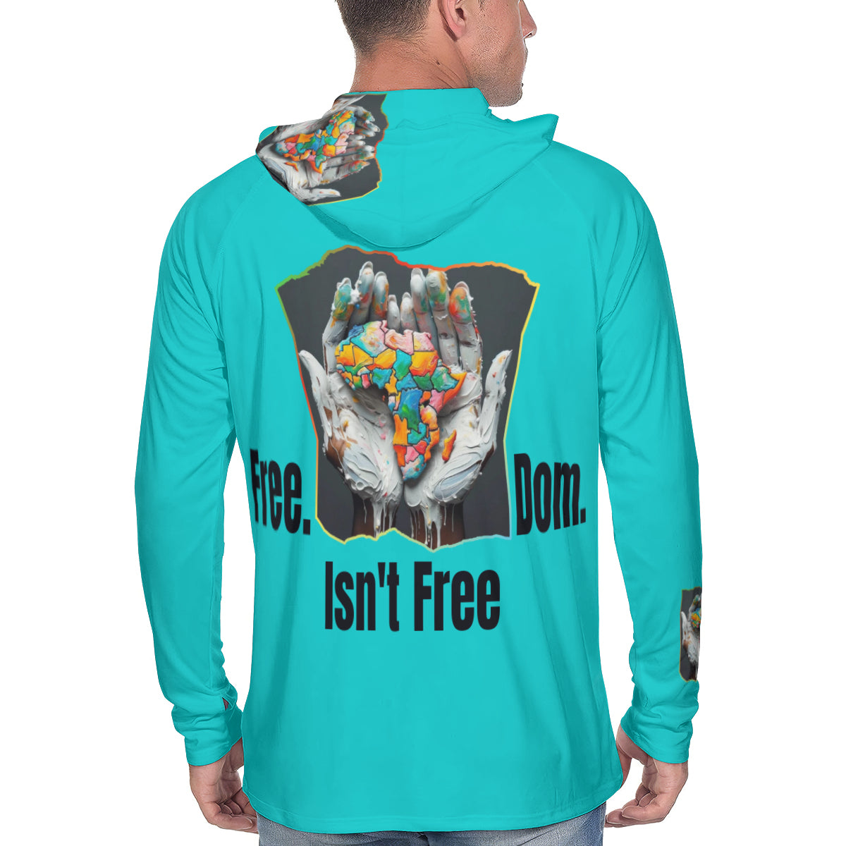 Men's Sun Protection Long Sleeve Hoodie "Fee.Dom Isn't Free"