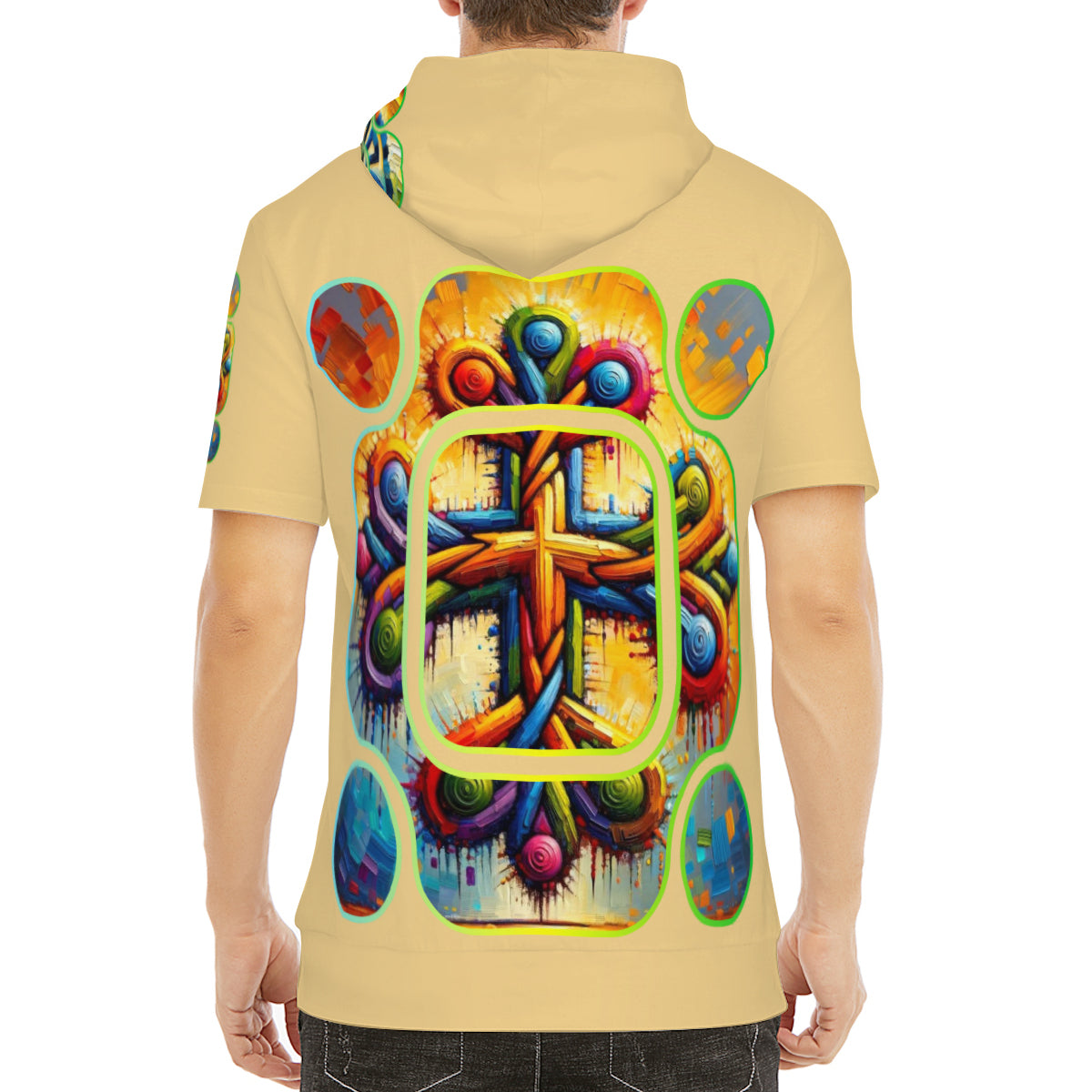 Men’s Cotton Hooded T-Shirt "Unity Abstract Print"