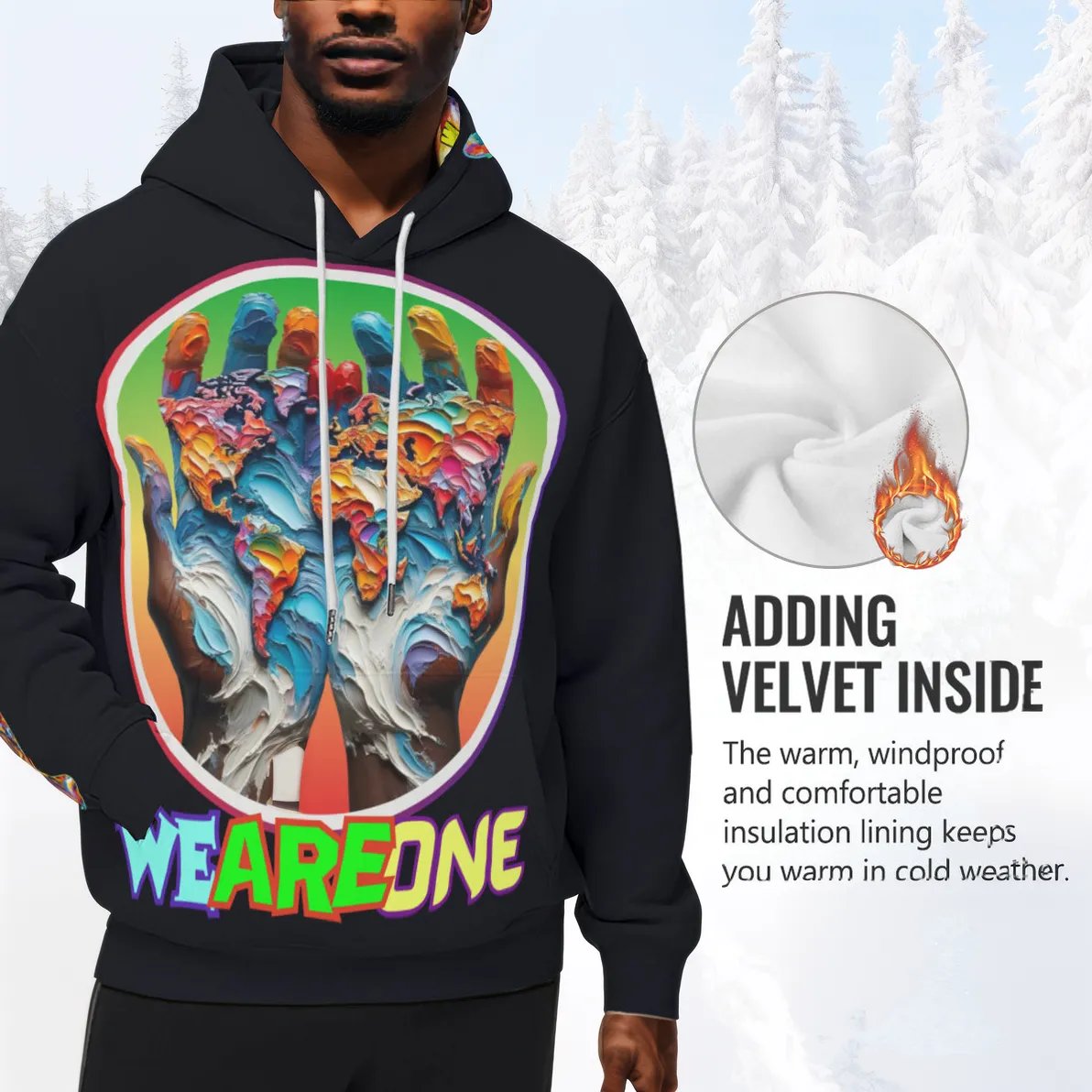 Men’s Plush Fleece Lined Hoodie "We Are One"