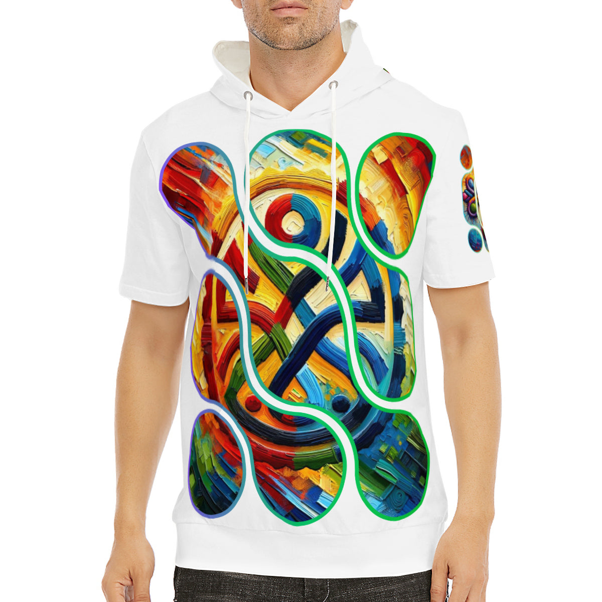 Men’s Cotton Hooded T-Shirt "Unity Abstract Print"