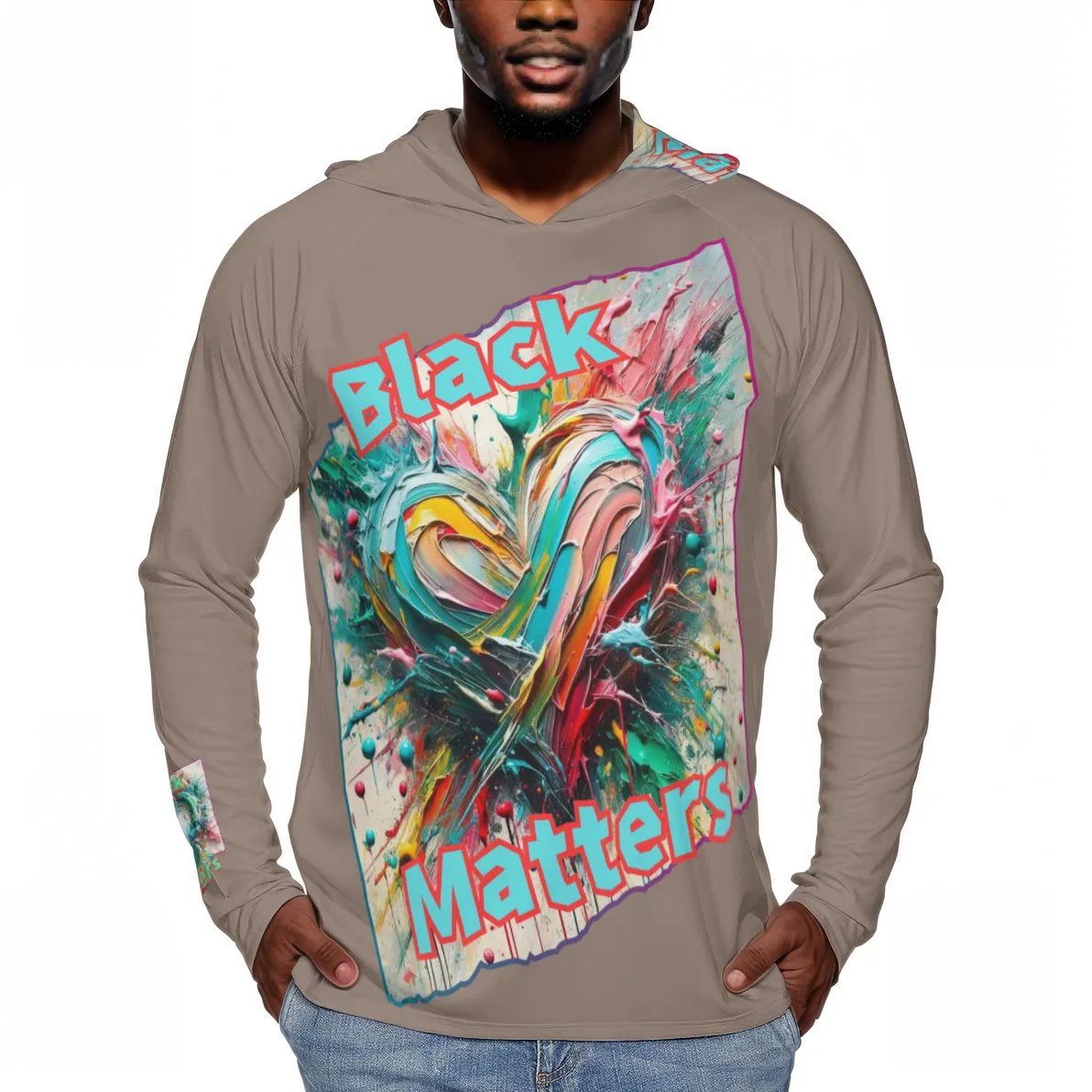 Men's Sun Protection Long Sleeve Hoodie | "Black Love Matters"