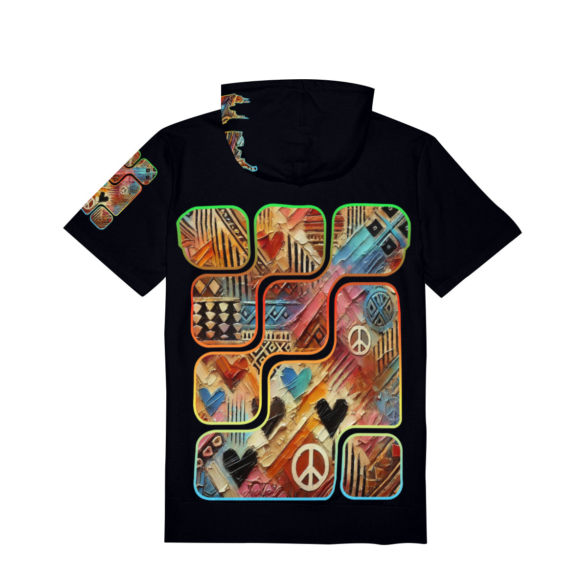 Men’s Cotton Hooded T-Shirt "African Abstract Print"