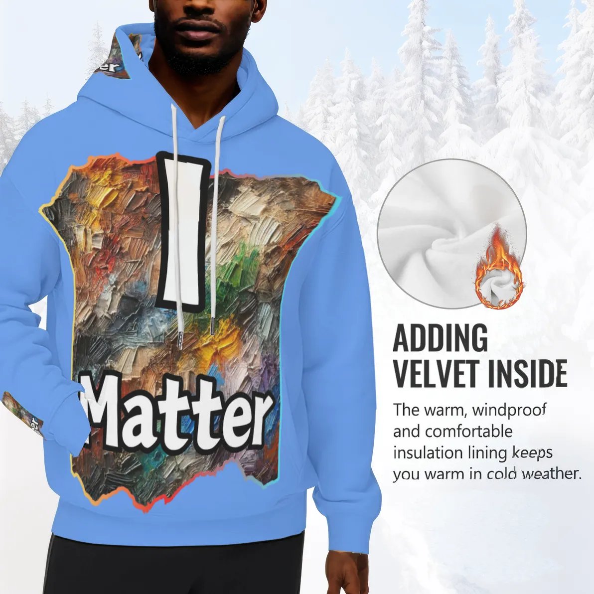 Men’s Plush Fleece Lined Hoodie "I Matter, You Matter"