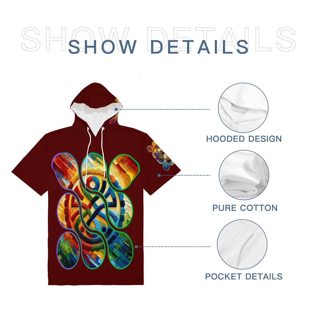 Men’s Cotton Hooded T-Shirt "Unity Abstract Print"