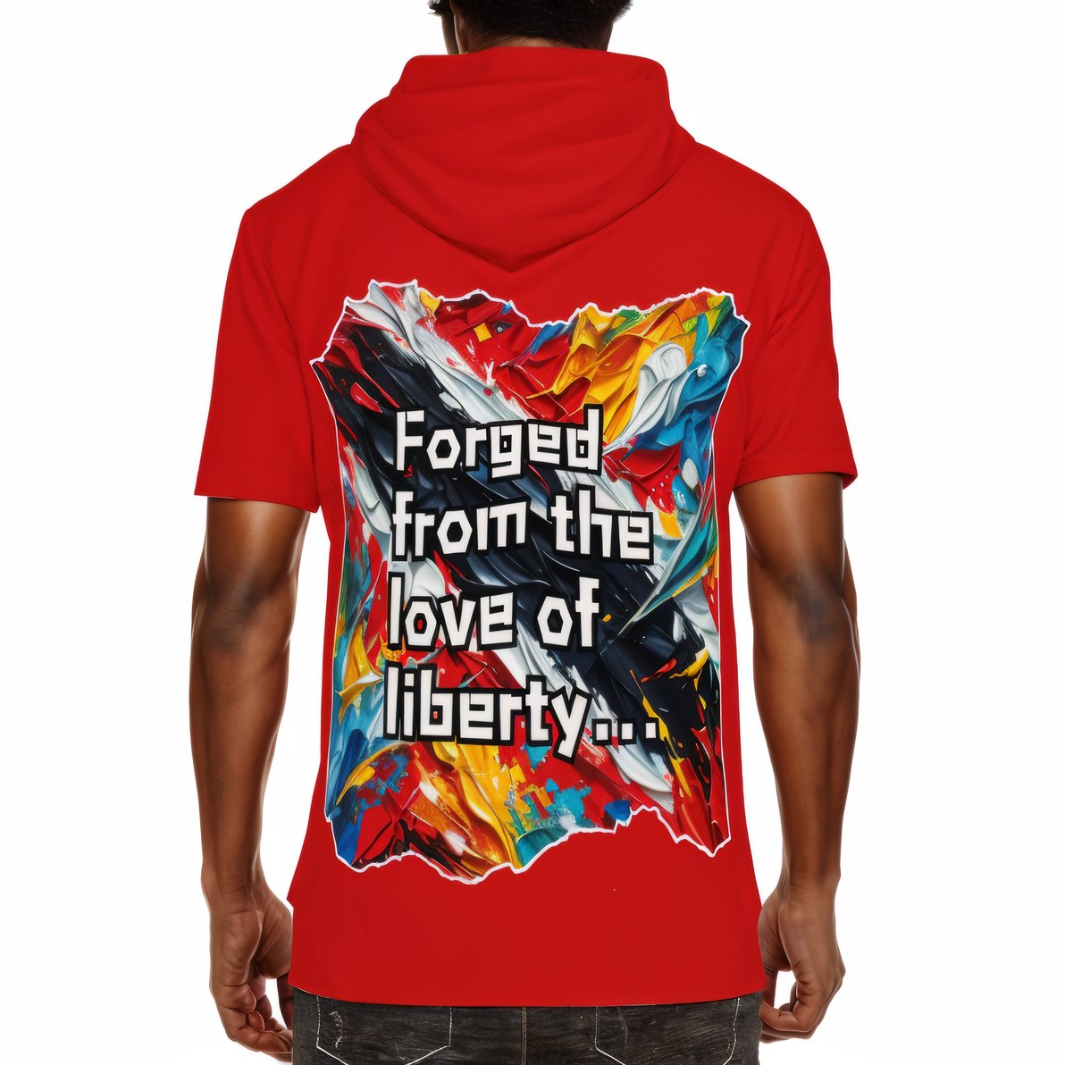 Men’s Cotton Hooded T-Shirt "Boundless Faith in our Destiny" Trinidad Pride