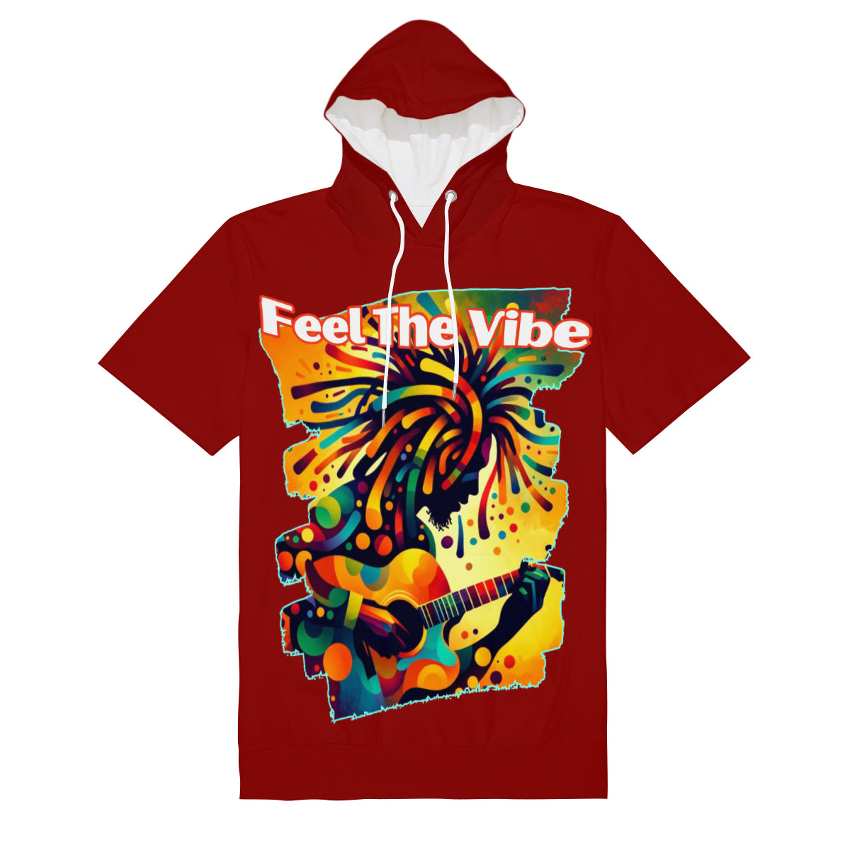 Men’s Cotton Hooded T-Shirt "Feel the Vibe, Caribbean Vibes"