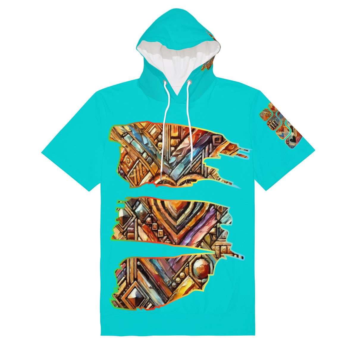 Men’s Cotton Hooded T-Shirt "African Abstract Print"