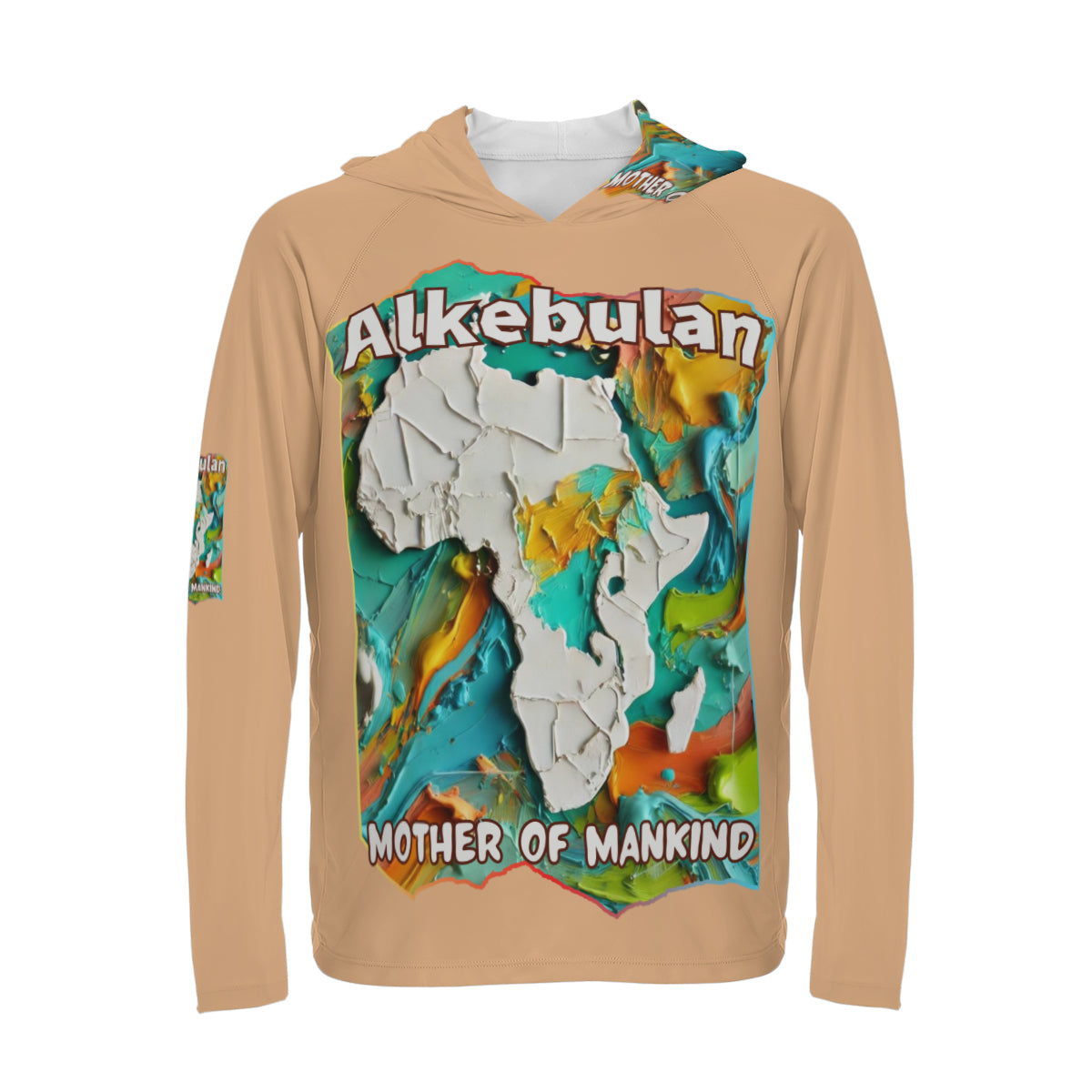 Men's Sun Protection Long Sleeve Hoodie "Alkebulan, The Mother of Mankind"