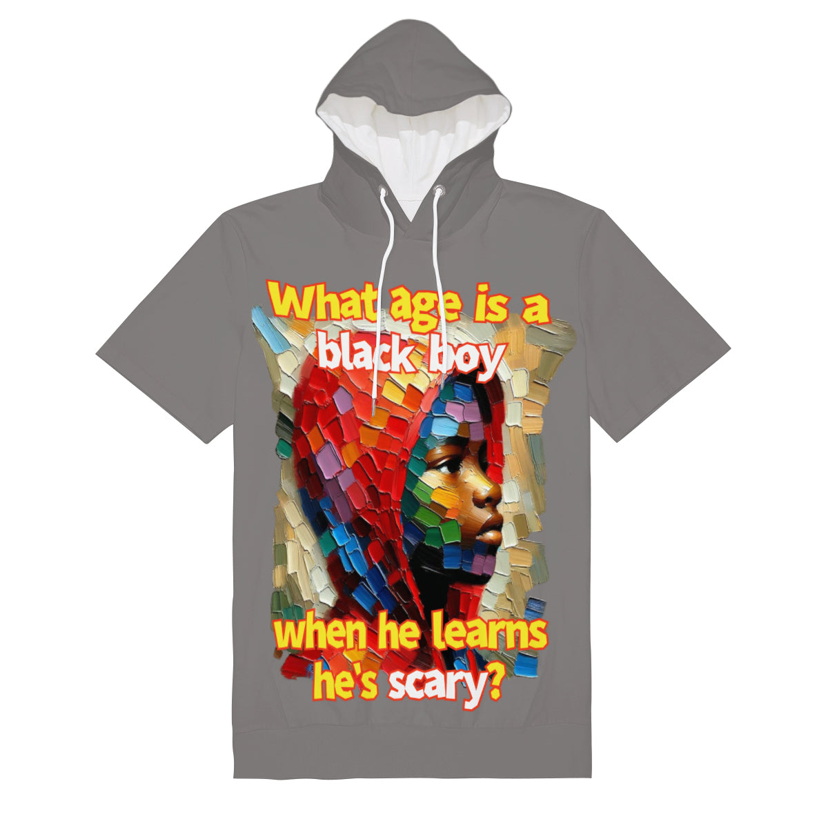 Men’s Cotton Hooded T-Shirt "What Age Is a Black Boy..."