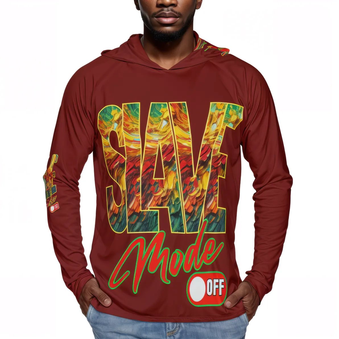 Men's Sun Protection Long Sleeve Hoodie | "Slave Mode: Off"