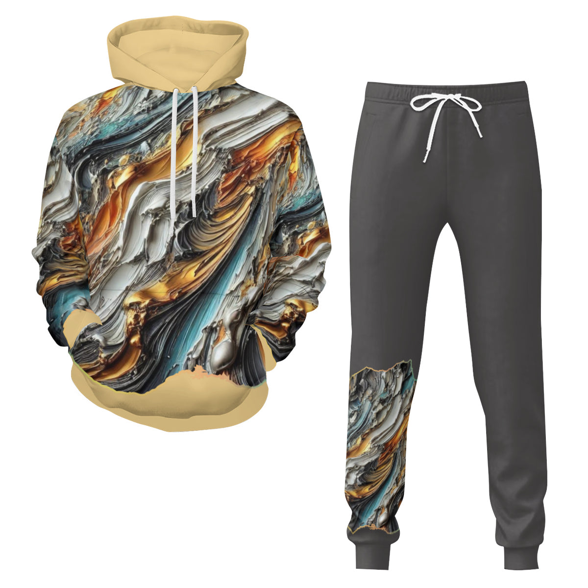 Men's Adult Hoodie Set with Double-Layer Hood "Abstract Paint Print"