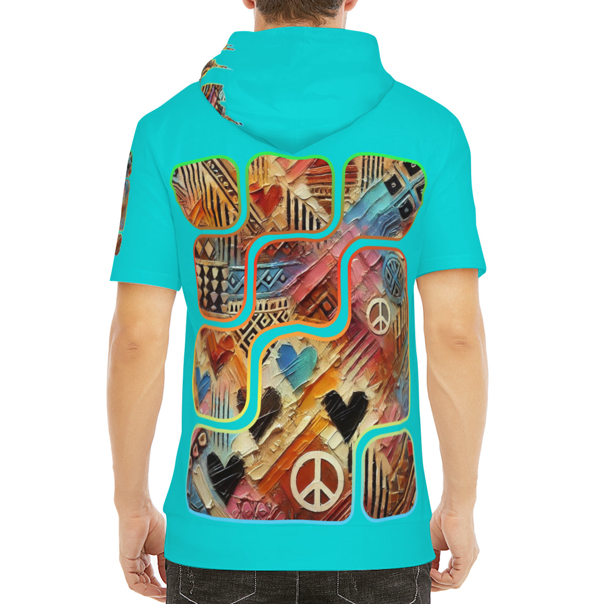 Men’s Cotton Hooded T-Shirt "African Abstract Print"