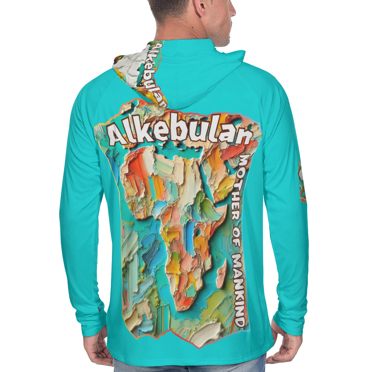 Men's Sun Protection Long Sleeve Hoodie "Alkebulan, The Mother of Mankind"