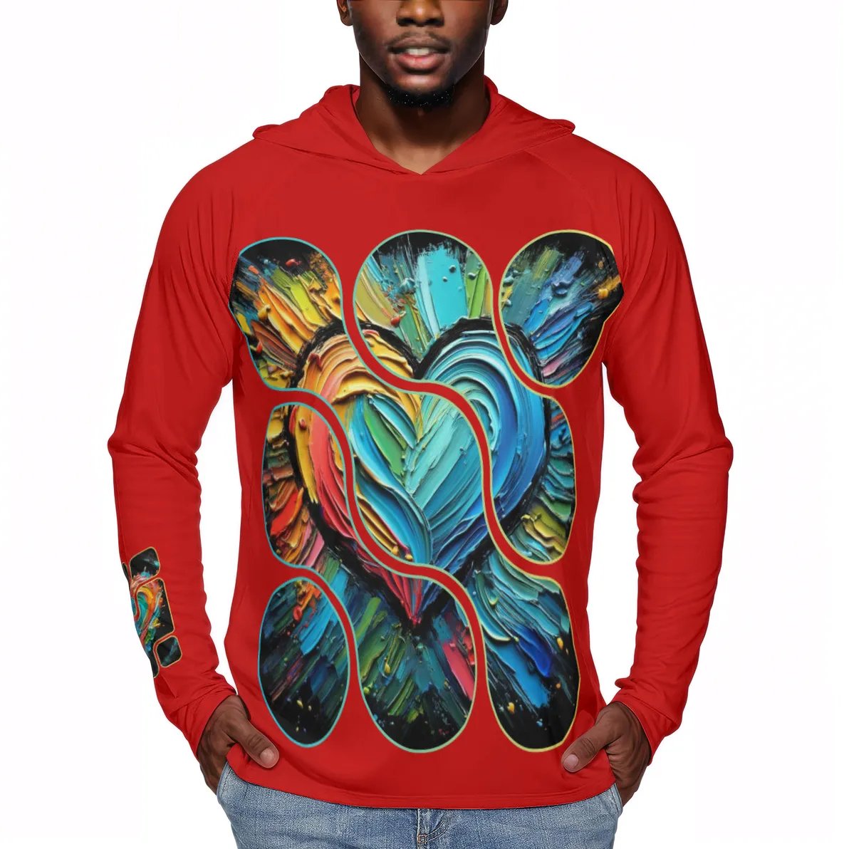 Men's Sun Protection Long Sleeve Hoodie | "Love Print"