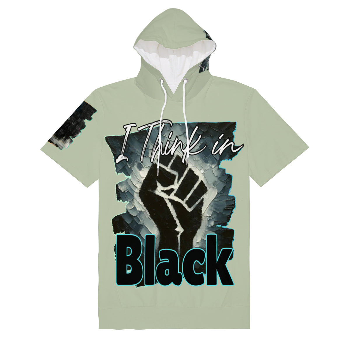 Men’s Cotton Hooded T-Shirt "I Think in Black"