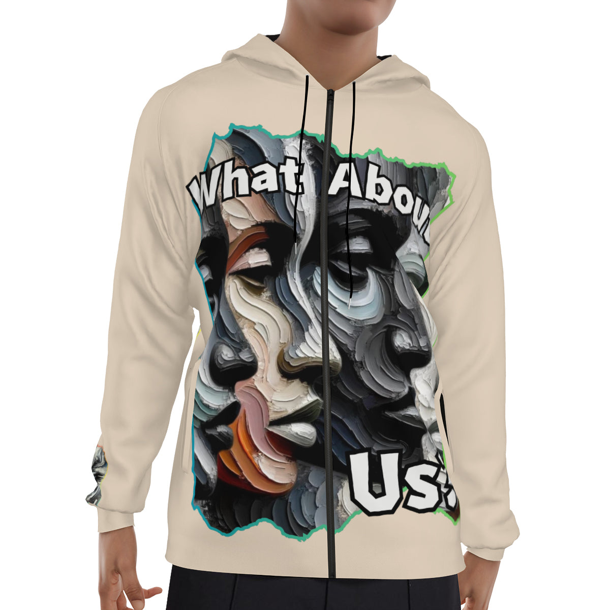 Men's Lightweight Zip Up Hoodie | Polyester "What About Us"