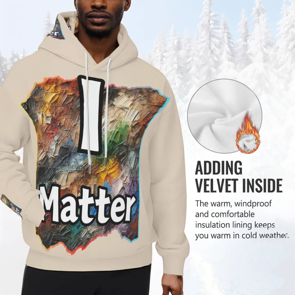 Men’s Plush Fleece Lined Hoodie "I Matter, You Matter"