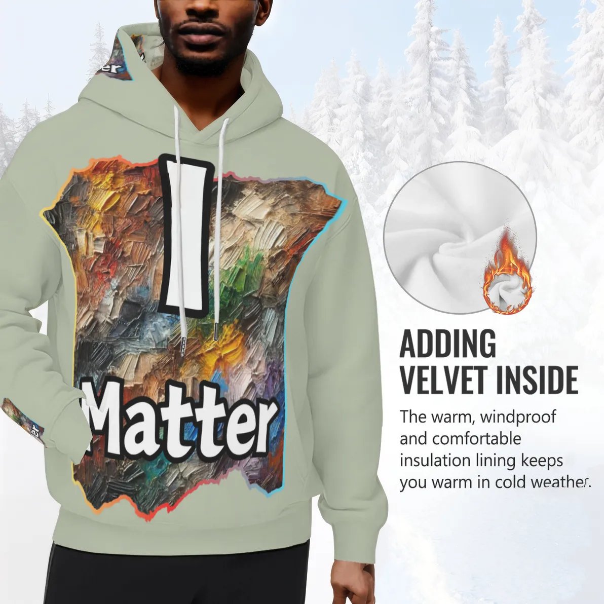 Men’s Plush Fleece Lined Hoodie "I Matter, You Matter"