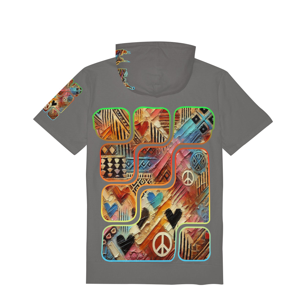 Men’s Cotton Hooded T-Shirt "African Abstract Print"