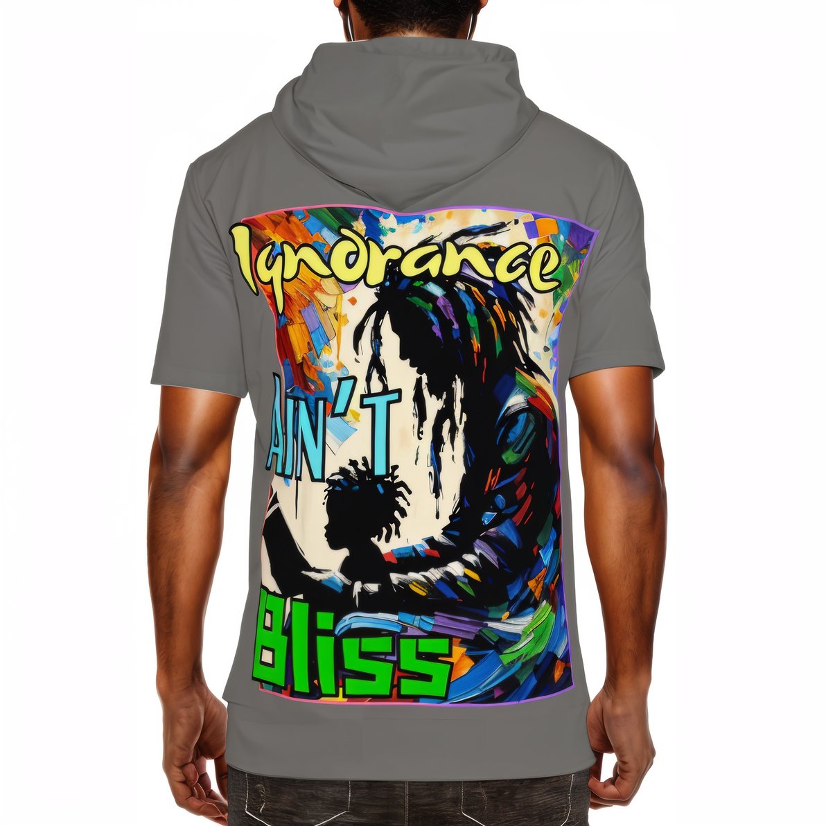 Men’s Cotton Hooded T-Shirt "Ignorance Ain't Bliss"