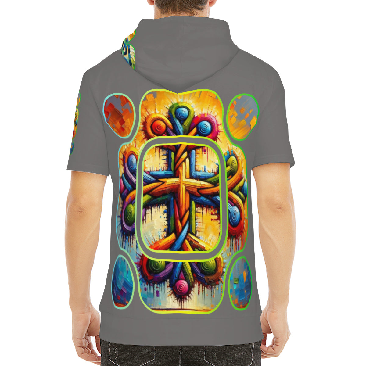 Men’s Cotton Hooded T-Shirt "Unity Abstract Print"