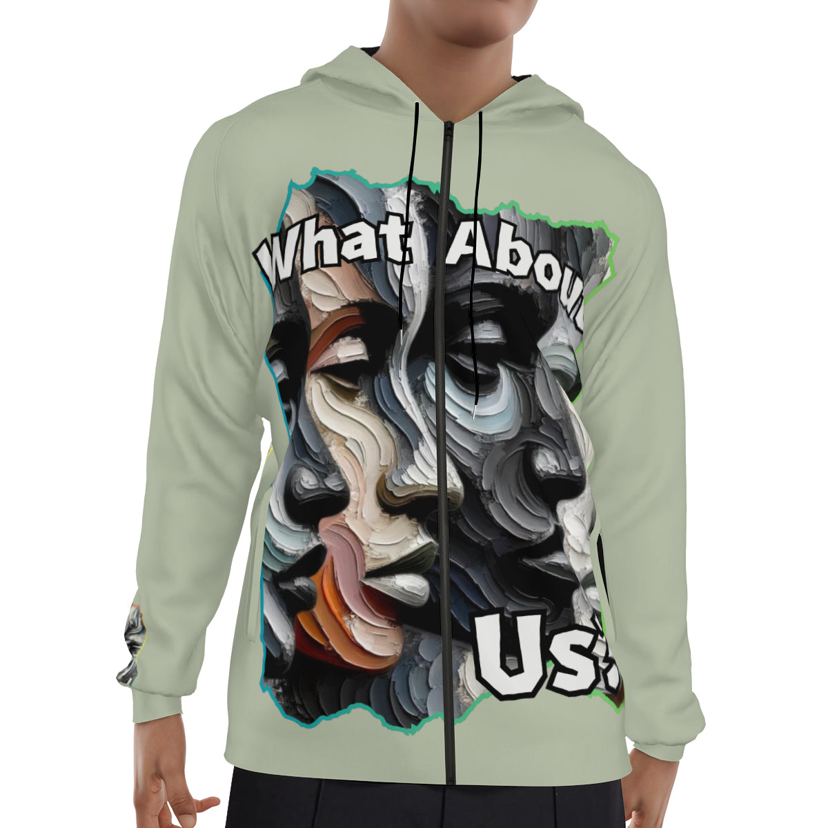 Men's Lightweight Zip Up Hoodie | Polyester "What About Us"