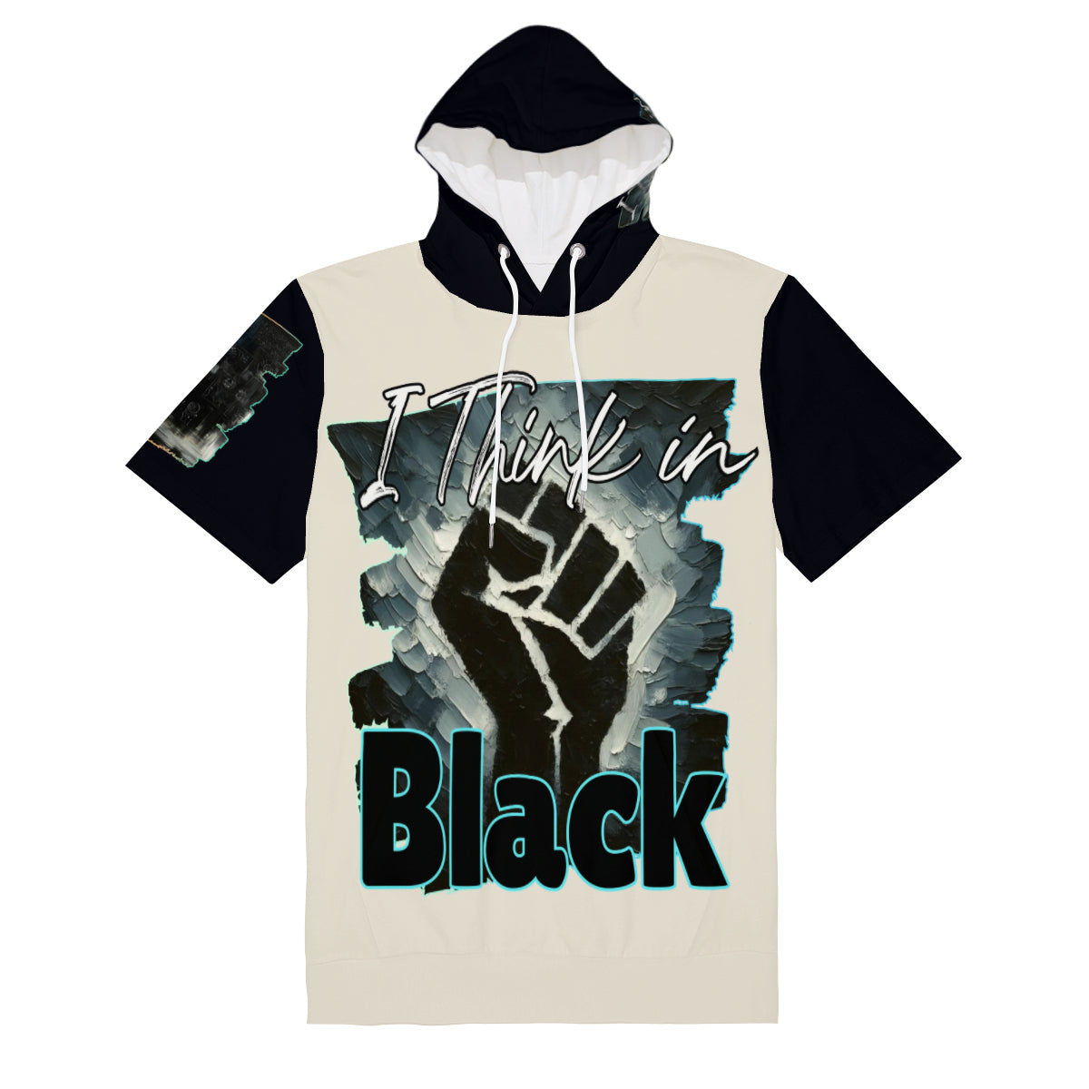 Men’s Cotton Hooded T-Shirt "I Think in Black"